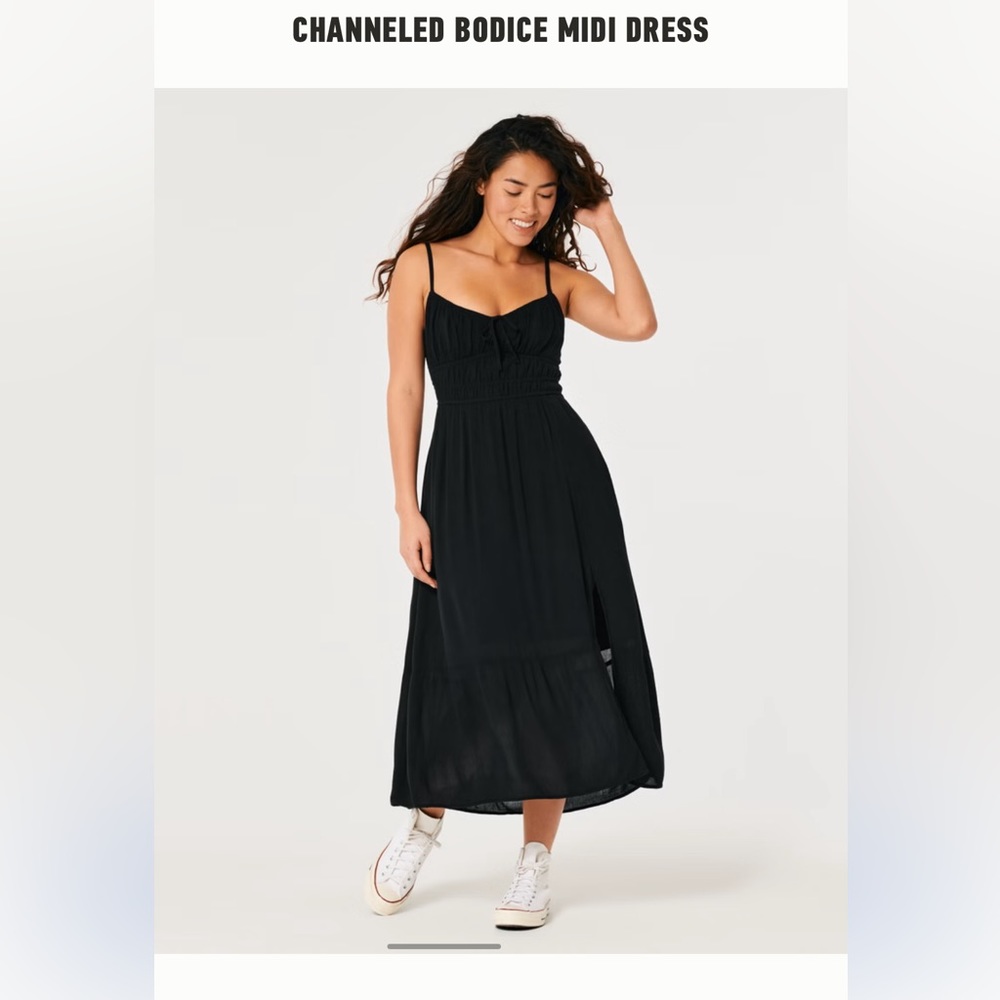 CHANNELED BODICE MIDI DRESS
